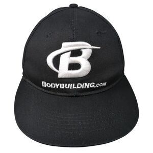 Bodybuilding.com Snapback Hat Black One Size Embroidered Logo 6 Panel